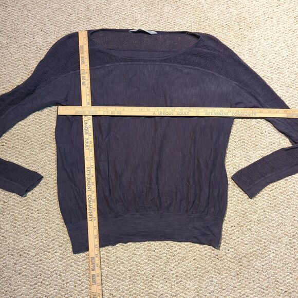 Athleta Carrillo Sweater Womens XL Gray Pointelle Linen Blend Lightweight Beachy - Picture 2 of 7